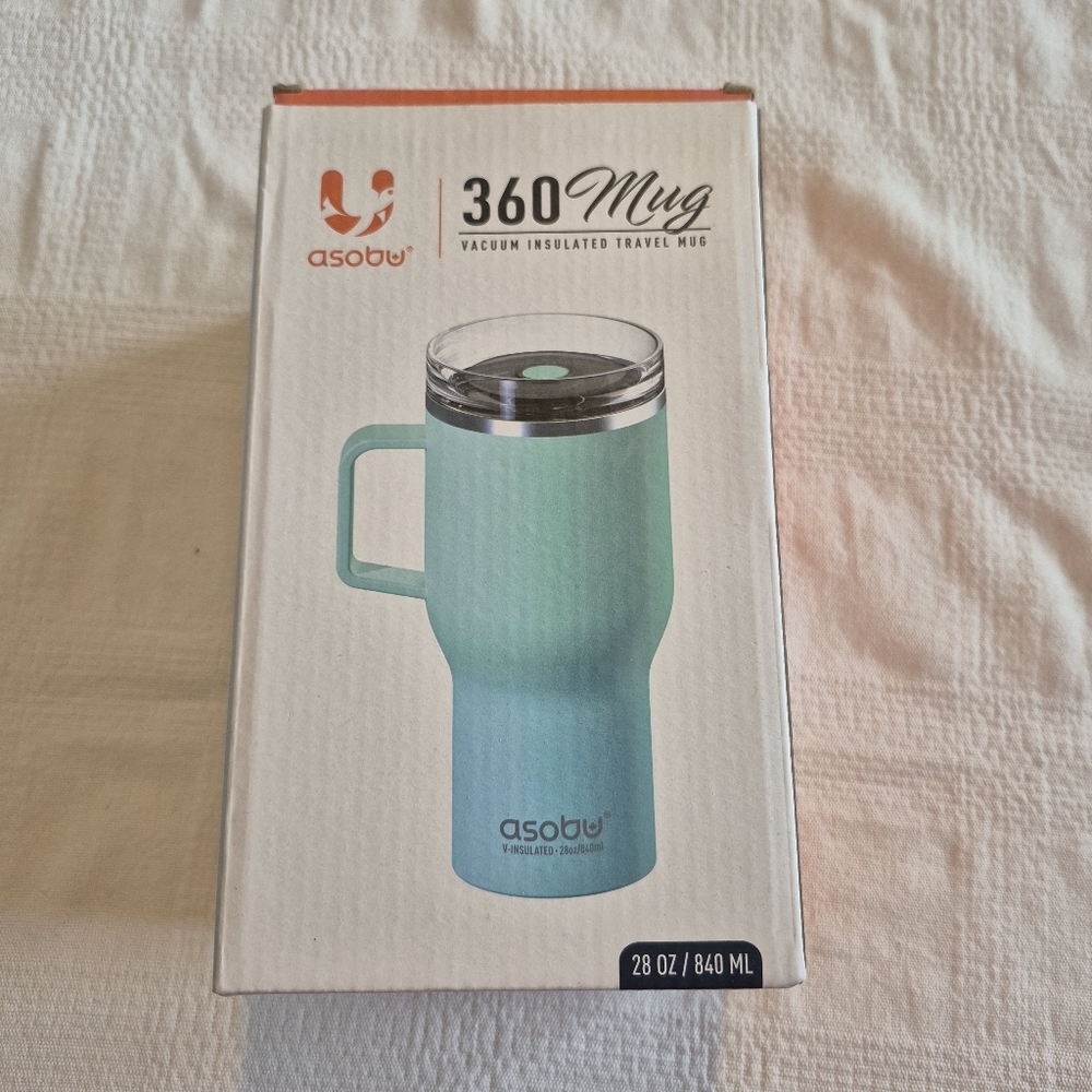 Asobu 360 Vacuum Insulated 28oz Travel Mug light teal, new in box